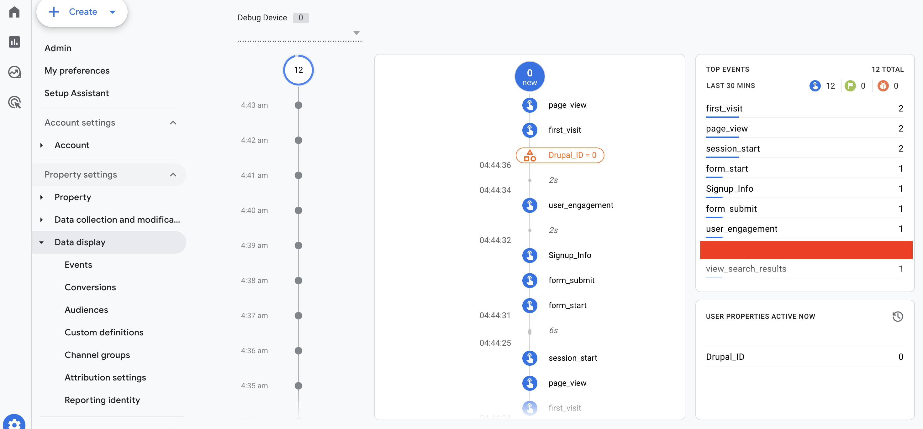 GA4 debug view