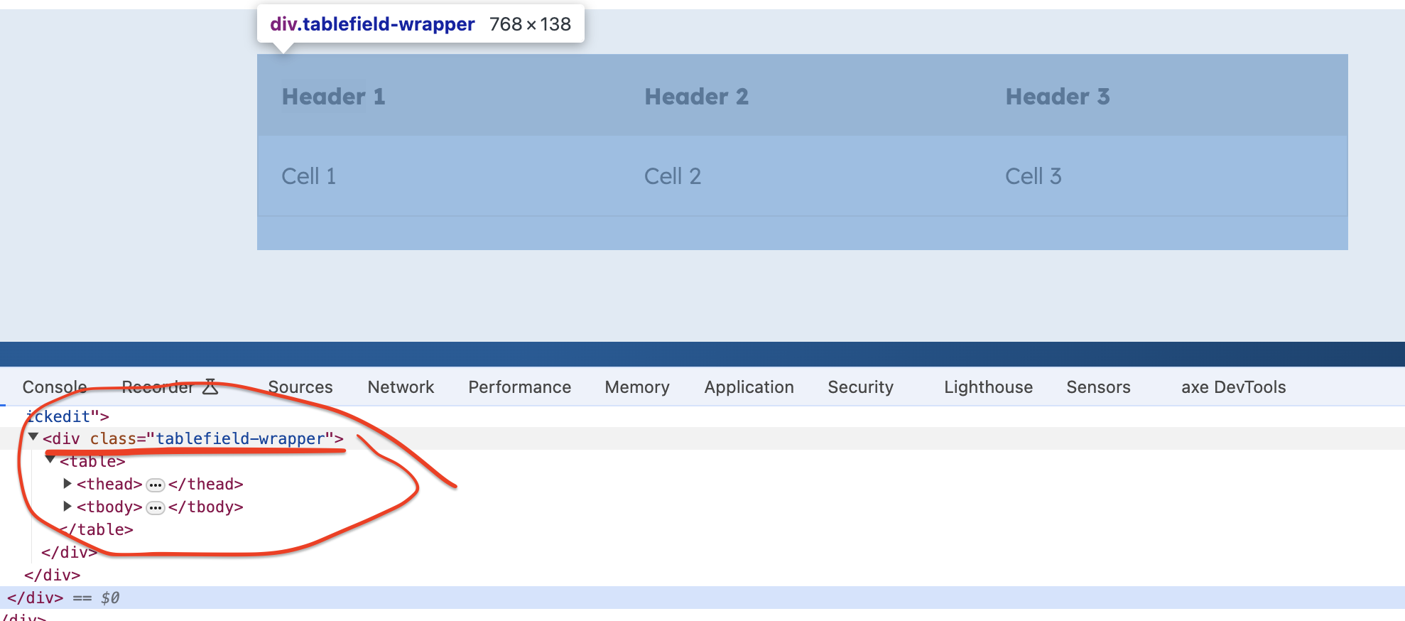 Table displaying on FE