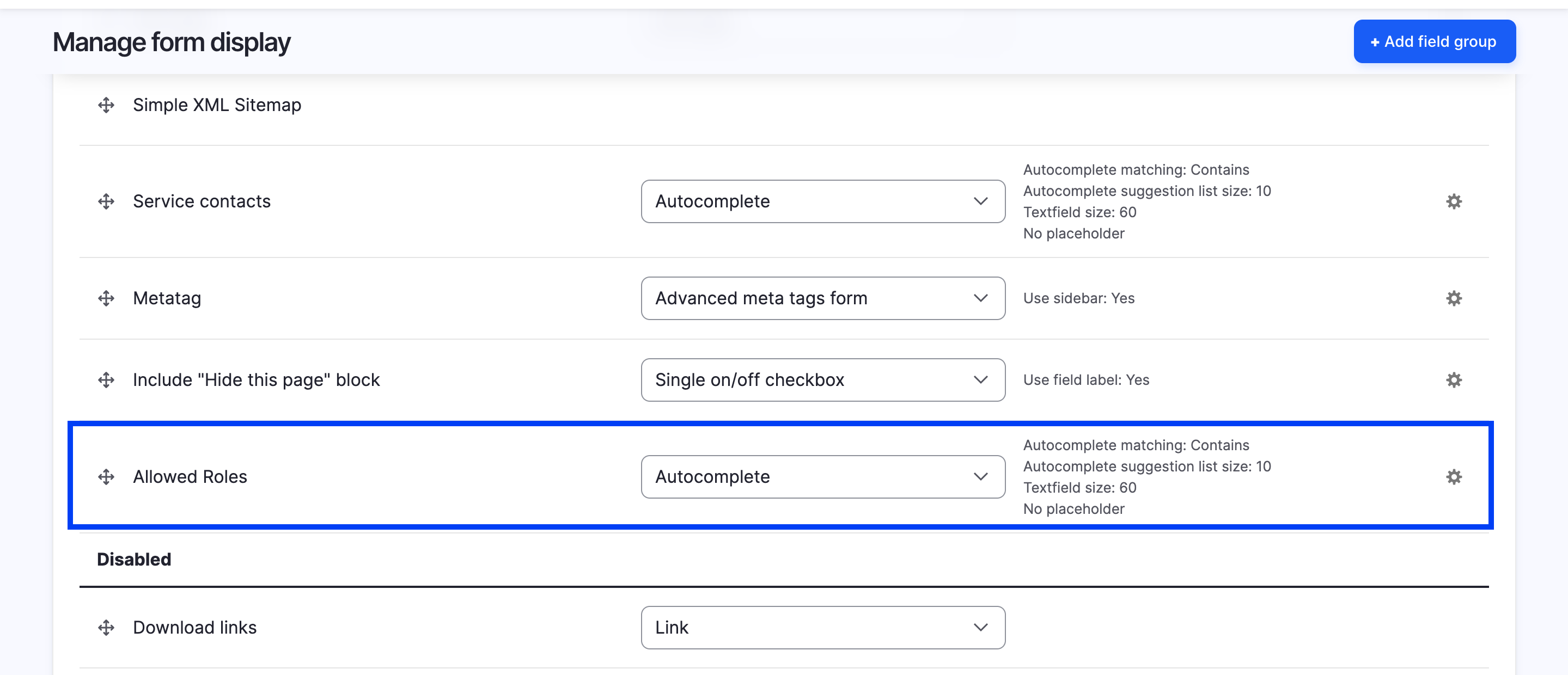 Manage display - BBD node restrictions