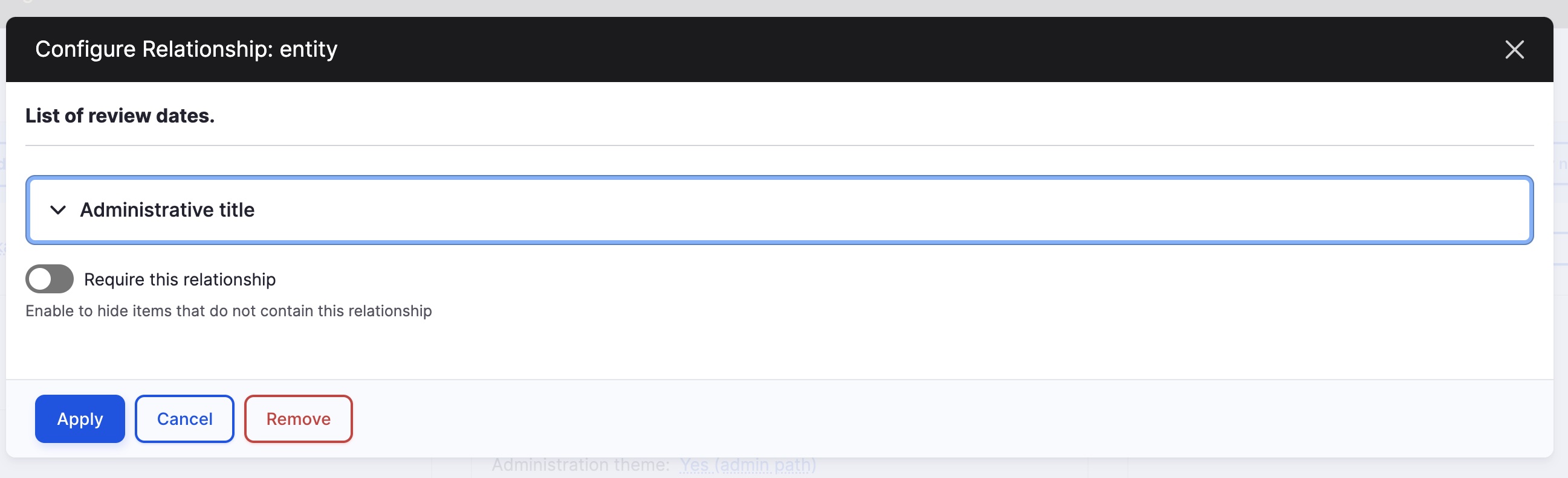 Fig. 3 The Review date relationship configuration